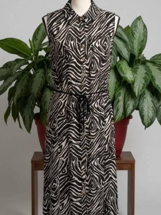 Laura Dresses & Skirts - Laura Zebra Print Sleeveless Shirt Dress Midi Maxi Belted Plus Size 20 #242
